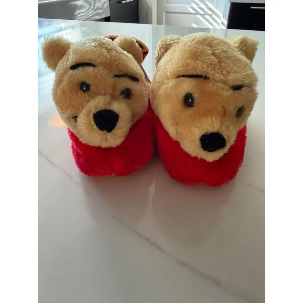 Vintage Disney Pooh Bear Plush Slippers toddler size 5/6